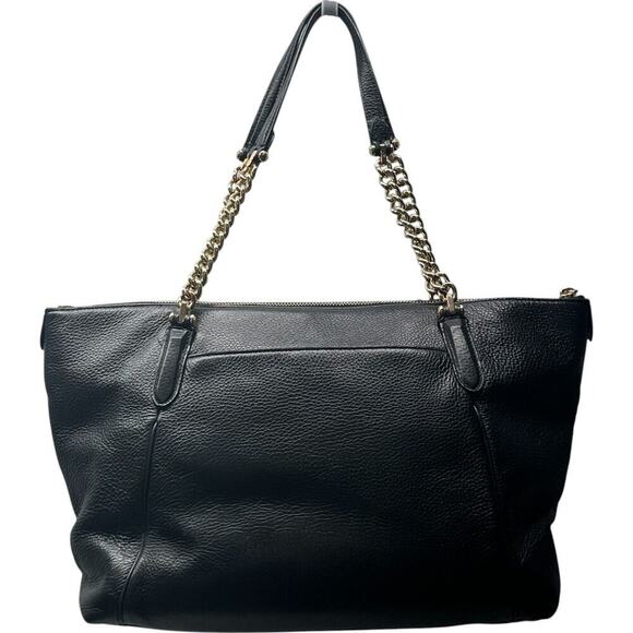 Coach Ava Leather Chain Tote Bag in Black with Gold Hardware - Picture 5 of 16
